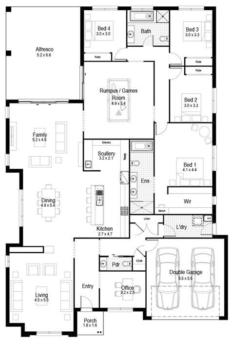 Four bedroom house plans (sometimes written 4 bedroom floor plans) are popular with growing families, as they offer plenty of room for everyone. Floor Plan Friday: Large 4 bedroom, rumpus, scullery ...