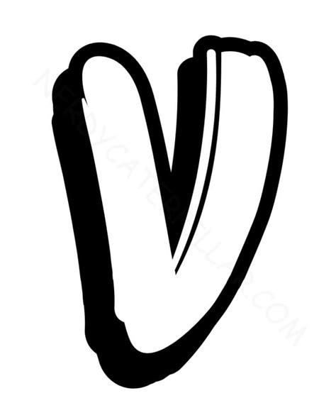 Graffiti Bubble Letter V - Nerdy Caterpillar