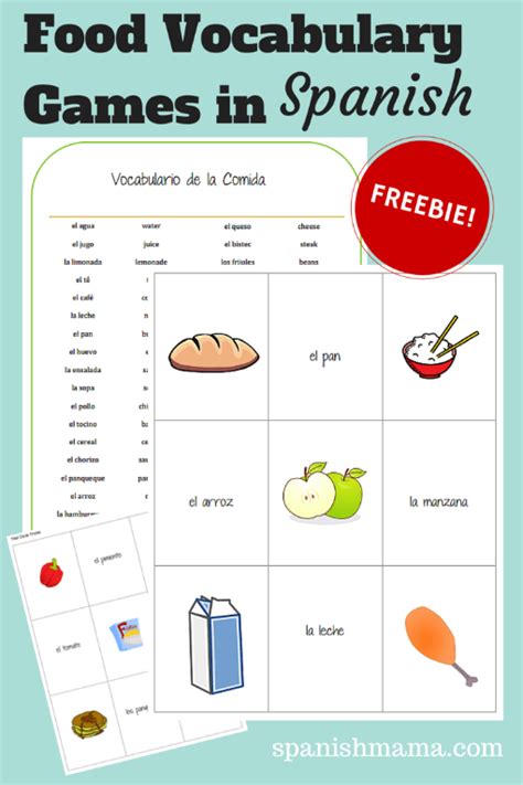 Spanish Food Vocabulary Games Spanish Food Vocabulary Vocabulary