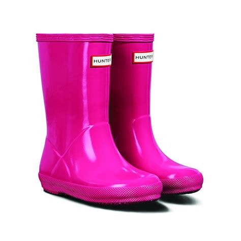 Hunter Kids First Classic Gloss Boots Bright Pink Footwear From