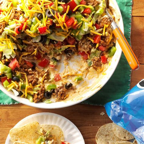 Add dry onion soup mix and 1 1/2 cup water. Ground Beef Taco Dip Recipe | Taste of Home