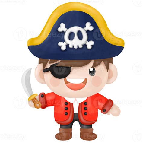 Kids Pirate Captain And Sailor Characters Watercolor Clipart 11026671 Png