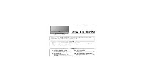 Sharp LC-60C52U - 52" LCD TV Support and Manuals