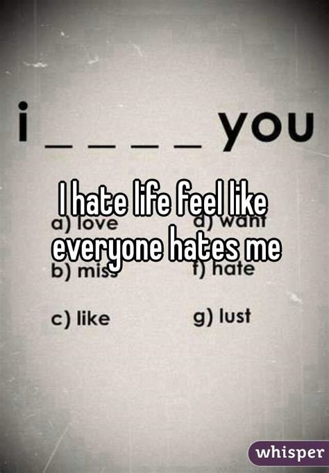 I Hate Life Feel Like Everyone Hates Me
