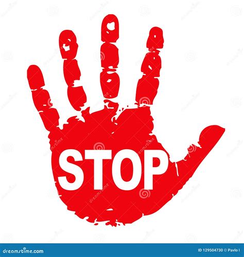 Stop Sign Icon With Hand Vector Ilustração Do Vetor Ilustração De Bloco Acesso 129504730