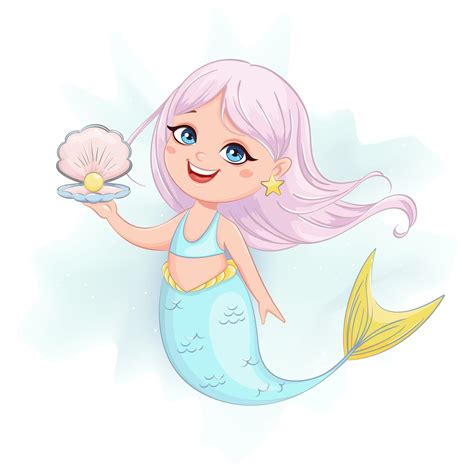 Cute Little Mermaid Cartoon Character 2257045 Vector Art At Vecteezy