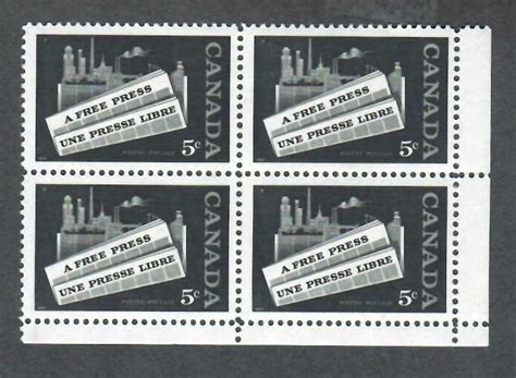 max 72 off 1957 canada set of 4 5c stamps a free press in mint condition