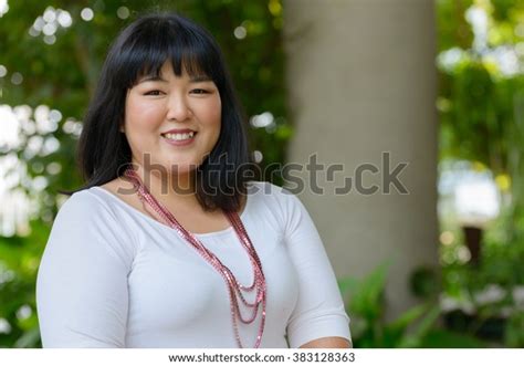 Fat Asian Woman Smiling Stock Photo 383128363 Shutterstock