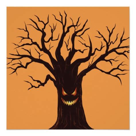 Scary Halloween Tree Face Poster Zazzle