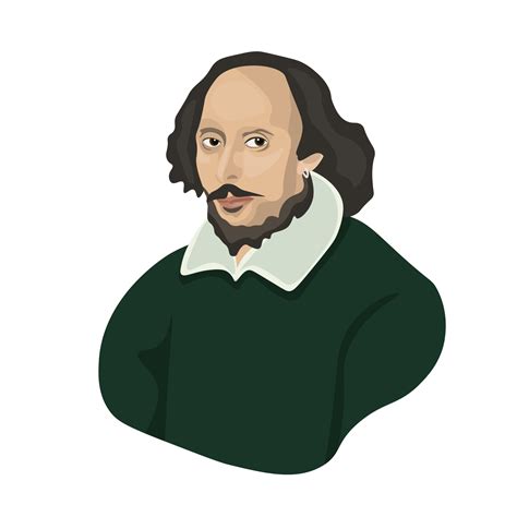English Poet And Playwright William Shakespeare Vector Portrait