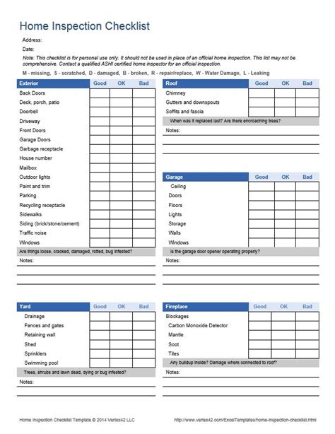 Rack inspection template in pdf, excel, xls, xlsx. Download the Home Inspection Checklist from Vertex42.com ...
