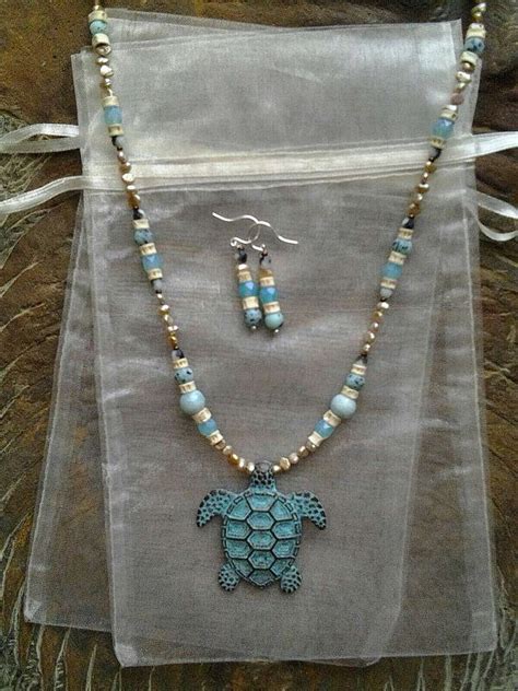 Sea Turtle Pendant Necklace Genuine Larimar Fish Vertebrae Etsy