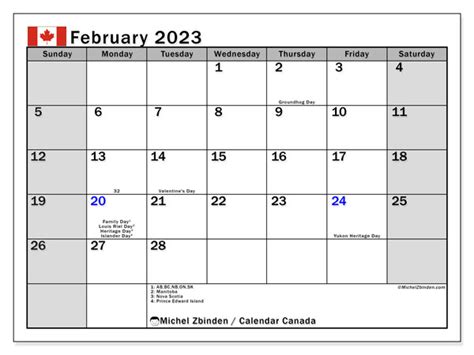 February 2023 Printable Calendar “49ss” Michel Zbinden Ca