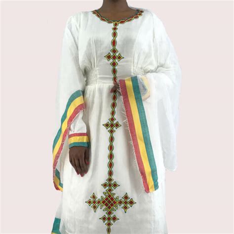 Ethiopian Colors Dress Habesha Kemis Traditional Womens Clothes Ebay