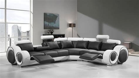 Black And White Bonded Leather Sectional Sofa Vig Divani Casa 4087 Ultra