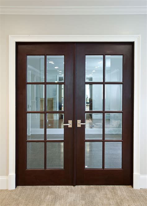 Interior Door Custom Double Solid Wood With Dark Mahogany Finish