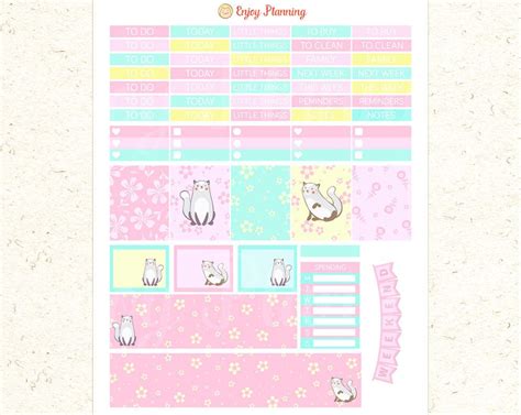 Cute Cat Printable Planner Stickers Cats Planner Stickers Weekly