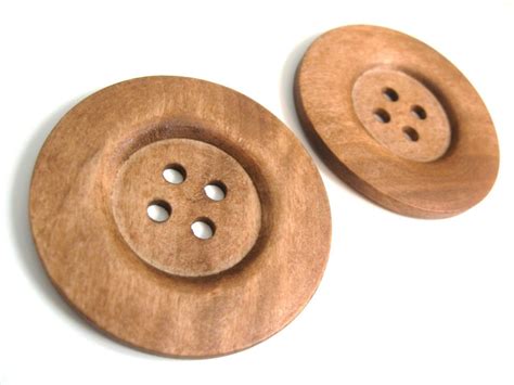 Extra Large Wood Button 2 Light Brown Giant Wooden Buttons