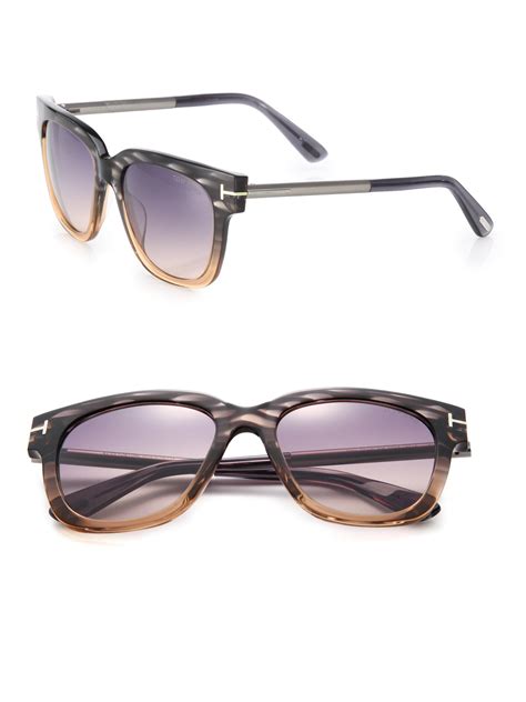 Tom Ford Gray Square Acetate And Metal Polarized Sunglasses Lyst