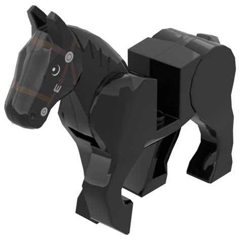 Lego Black Horse With Moveable Legs And Brown Bridle 10509 Brick