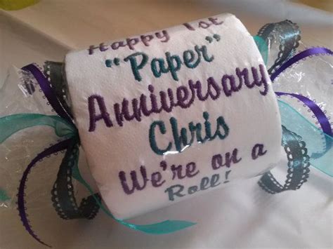 The first year of marriage tends to fly by in a flash, but your first anniversary offers a chance to reminisce about the day you married the love of your life. Happy 1st Paper Anniversary Embroidered Toilet by ...