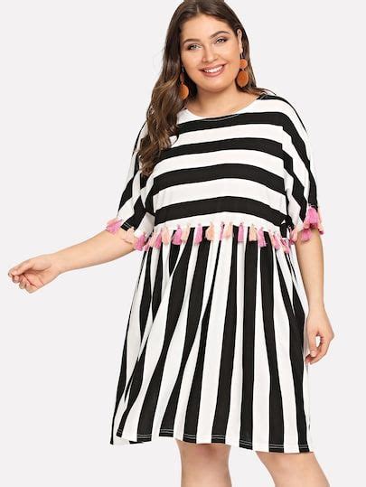 plus fringe trim striped dress striped dress dresses plus size dresses