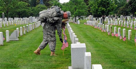 Soldiers Participate During Flags In At Arlington Cemetery Article