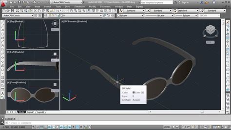 Autocad 3d Glasses Modeling Tutorial Freestyle Youtube
