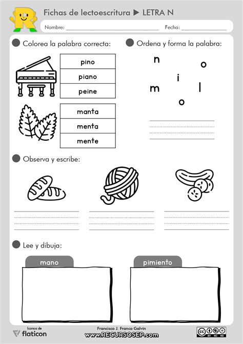 6 Fichas Lectoescritura Montessori Recursosep Letra N Imprentapage 0006