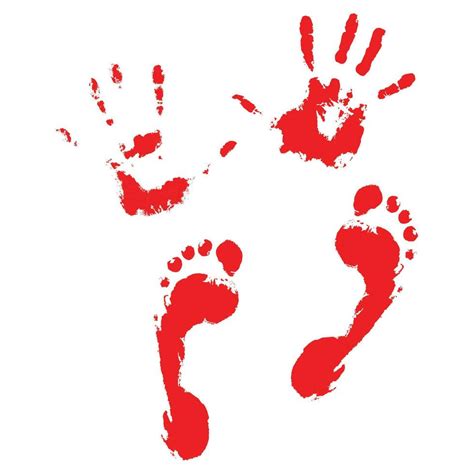 Bloody Handprints And Feet Blood Splatter And Bloody Hand Print
