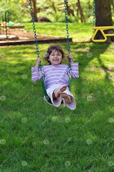 Little Girl On Swing Stock Image Image Of Green Caucasian 5170387
