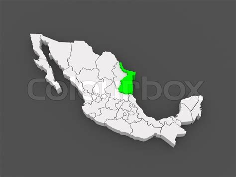 Map Of Tamaulipas Mexico 3d Stock Photo Colourbox