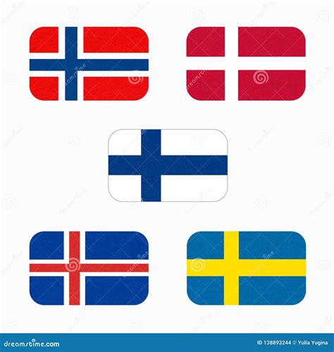 scandinavia flags national symbol emblem nordic countries vector illustration cartoondealer