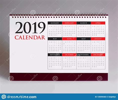 Simple Desk Calendar 2019 Stock Image Image Of Simple 135595403