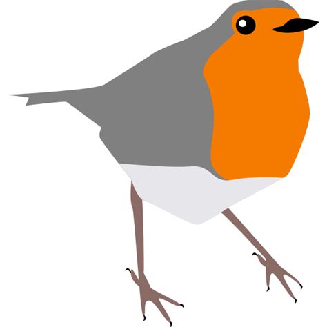 Robin Bird Grey And Orange Free Svg