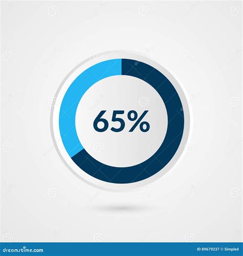 65 Percent Blue Pie Chart Percentage Vector Infographics Circle