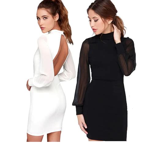 5505 Fashion Women Sexy Slim Backless Long Sleeve Stitching Dress In Dresses From Womens