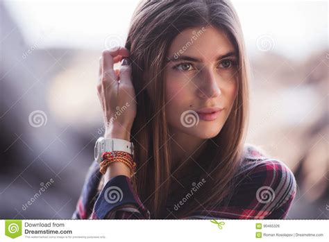 Emotional Portrait Of Fashion Stylish Portrait Of Pretty Young Hipster Blonde Woman Soft Colors