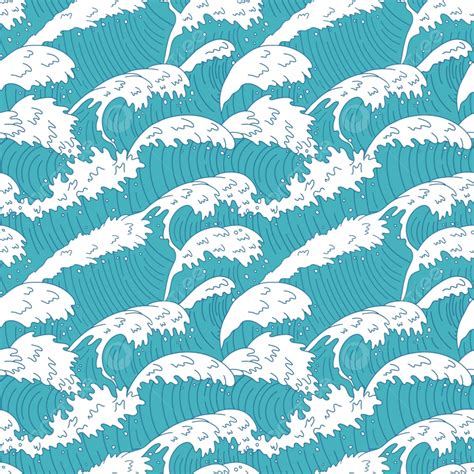Sea Waves Seamless Pattern Background Paper Lines Textile Background