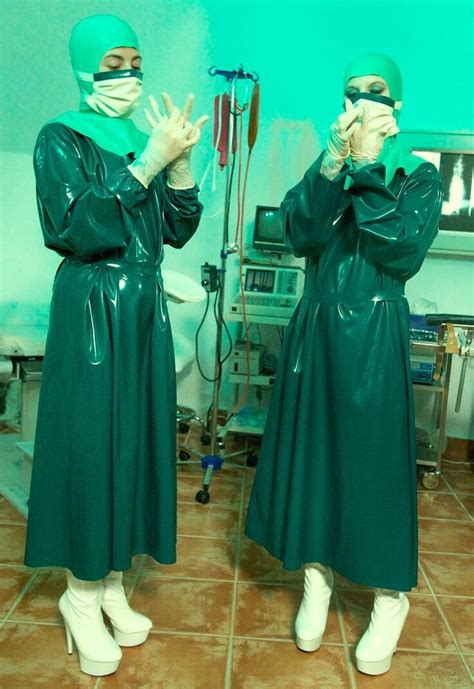 Latex Surgical Nurse Costume Krankenschwester Kleidung Nonne Kostüm