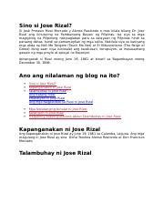 Sino Si Jose Rizal Docx Sino Si Jose Rizal Si Jos Protasio Rizal
