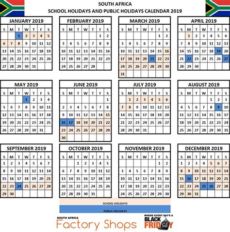 Schools Holidays Terms Calendar South Africa 2018 2019 South African