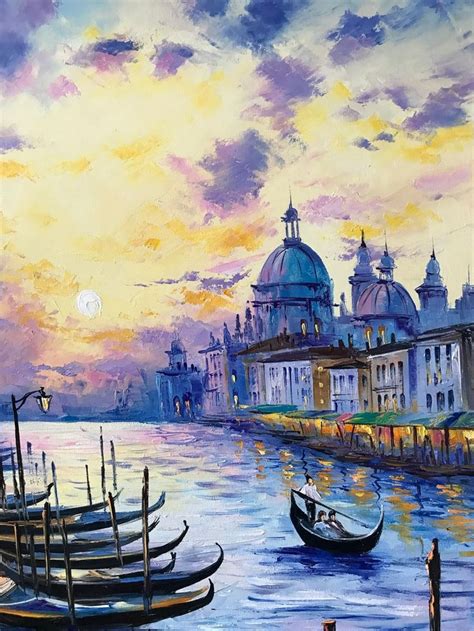 Venice Italy Oil Painting Italian Canvas Art Venetian Painting Sunset