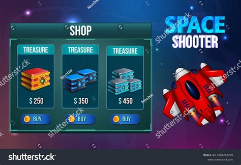 Space Shooter Game Ui Menu Popups Stock Vector Royalty Free