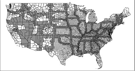 Us County Map Showing Border Counties Download Scientific Diagram