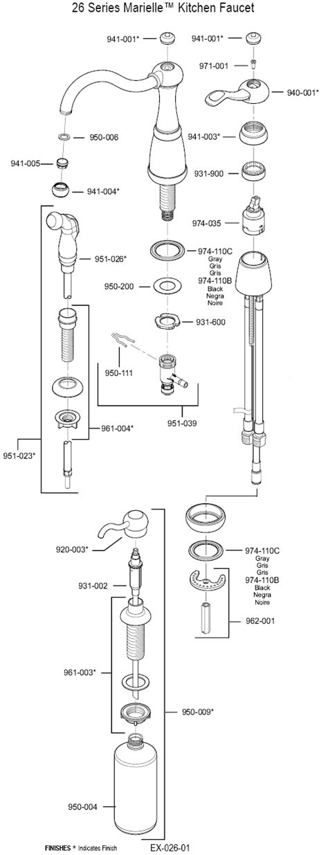 Price pfister chrome bach one handle single hole faucet bar bathroom hospitality. PlumbingWarehouse.com - Price Pfister Kitchen Faucet Parts ...