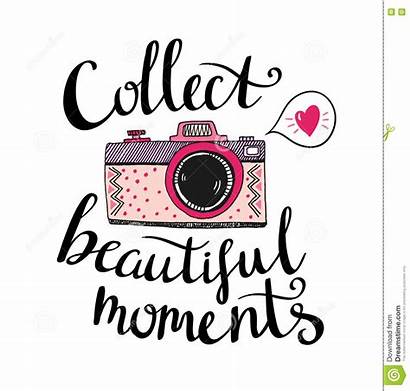 Collect Moments Camera Vector Illustration Lettering Drawn