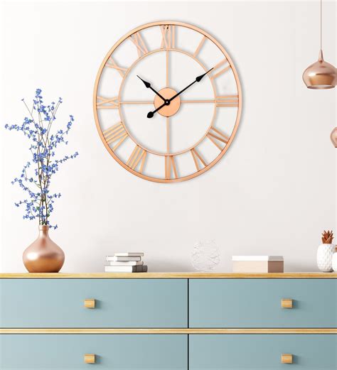 Buy Copper Finish Metal 20 Inch Wall Clock At 17 Off By Craftter
