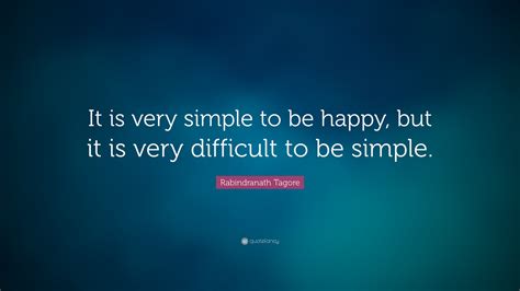 Rabindranath Tagore Quote “it Is Very Simple To Be Happy But It Is