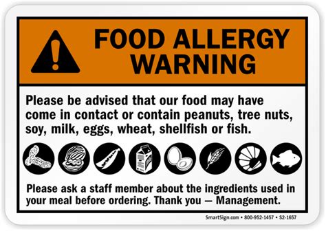 Osha Warning Safety Sign Food Allergens Present Ubicaciondepersonas